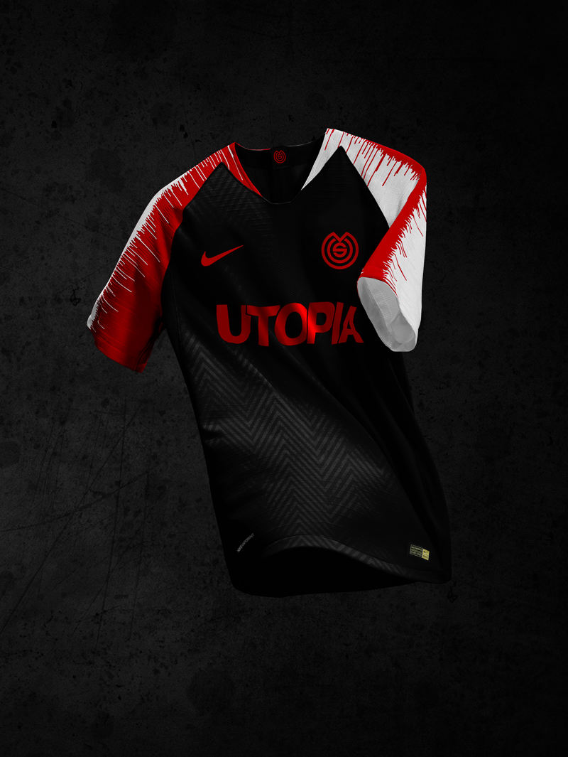 Concept de maillot de football pour le MOS (Muzillac Olympic Sport) avec le nouveau logo du club.